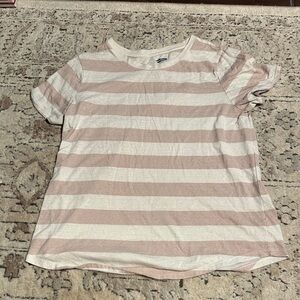 Old Navy Cream and Tan Striped Shirt
